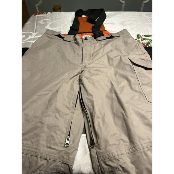 Cherokee Outerwear Snow Lined Bibs Khaki Cargo Pants Men’s XL - Picture 1 of 16